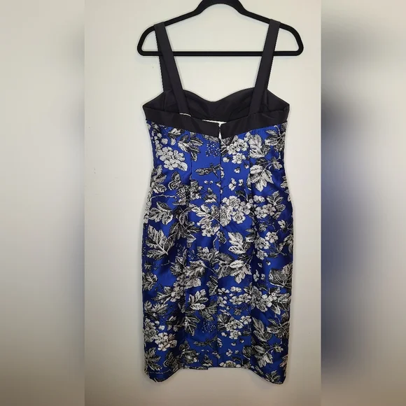 NWT CAROLINA HERRERA Resort 2021 Floral Jacquard Midi Dress - Cobalt Blue Size 8 - Picture 5 of 16
